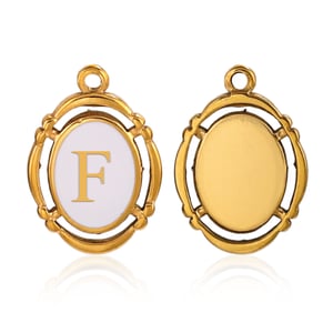 1 Piece Fashionable Retro Style Oval Letter F Shape Stainless Steel  Gold Color Women's Pendant h5 